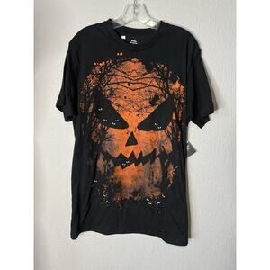 Halloween Jack O Lantern Pumpkin Face T Shirt Men’s Medium Black Orange